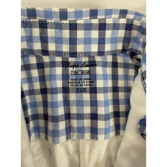 Ralph Lauren Size 12mo NWT Baby Boy Gingham Check Long-Sleeve Collared Romper - Picture 5 of 5